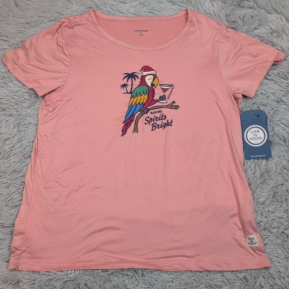 Life Is Good Shirt Womens‎ M Pink Tee Sleep Top Casual Comfort Stretch New - Picture 1 of 11